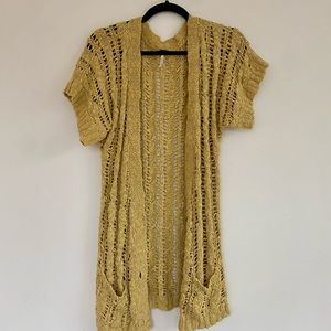Free People Crochet Short Sleeve Cardigan